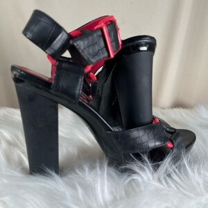 Gianni Bini Black and Pink Heeled Sandals